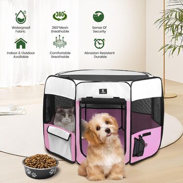 X-ZONE PET переносний складаний вольєр для собак і котів, 600D оксфорд, знімний верх на блискавці, для дому та вулиці