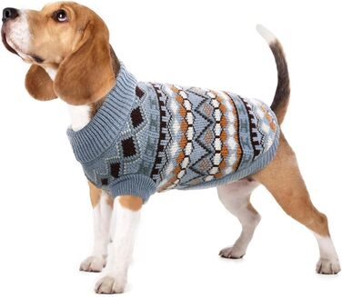 Пуловер для собак Hjumarayan Boho, теплий пуловер для маленьких собак, святковий, з отвором для повідка, блакитний (M)