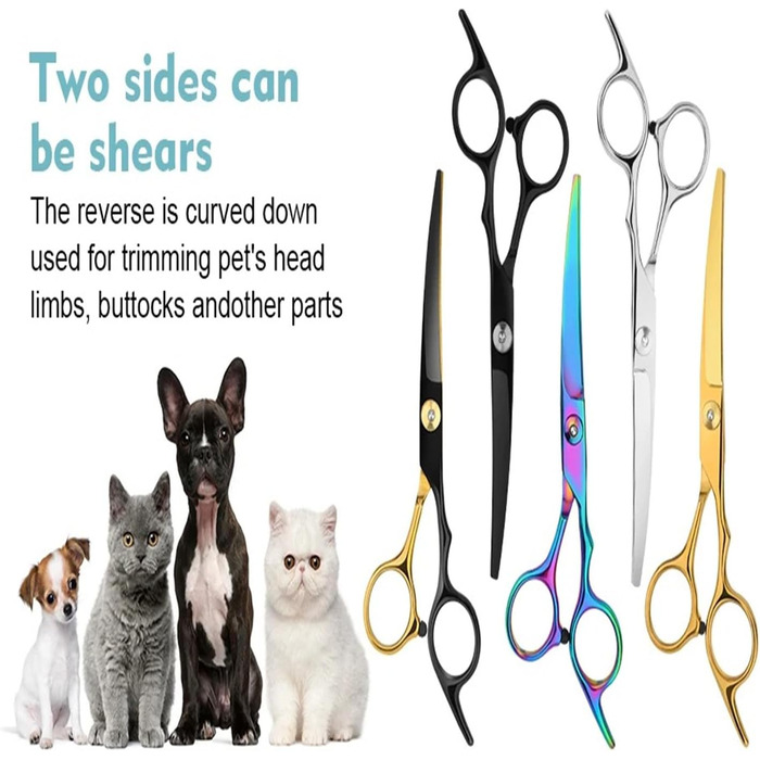 Професійний набір ножиць для собак 6 в 1: 6,6' - ідеально для грумінгу собак, котів та інших тварин. В комплекті: прямі, зубчасті та вигнуті ножиці (чорний + жовтий)