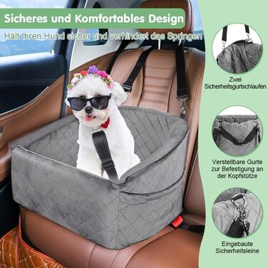 Автомобільний лежак для собак на заднє сидіння, 50x52x28 см, сірий. Лежак для собак у машину з кріпленнями, водовідштовхуючий, для маленьких та середніх порід