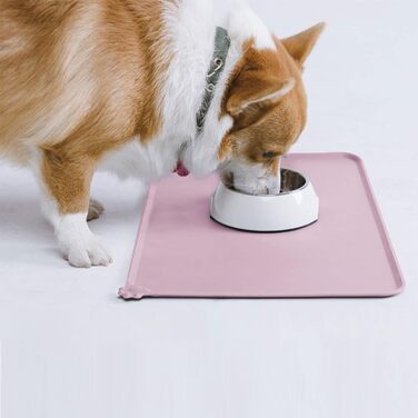 Силіконовий килимок для годування собак та котів AUDWUD, водонепроникний, антиковзкий, 47x30 см, персиково-рожевий