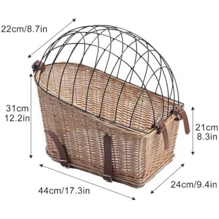 Фаркоп для тварин на велосипед - плетений кошик для котів та собак, транспортна клітка з металевим покриттям, кріплення до заднього колеса