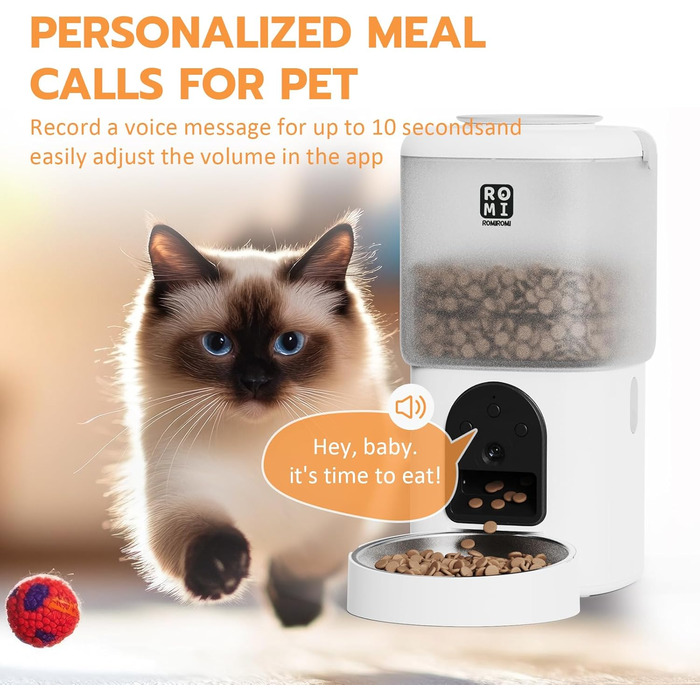 Автоматичний годівник для котів Romiromi з Wi-Fi, 4.5L, сталевий миска