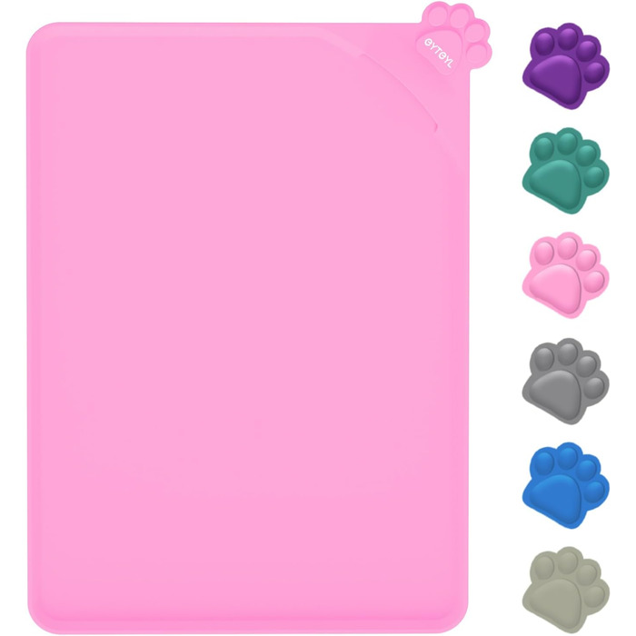 Водонепроникний килимок для годування домашніх тварин з високими бортиками, 55 x 38 см, силіконовий, неслизький, для собак та котів, запобігає розливанню води (рожевий, 48 x 30 см)