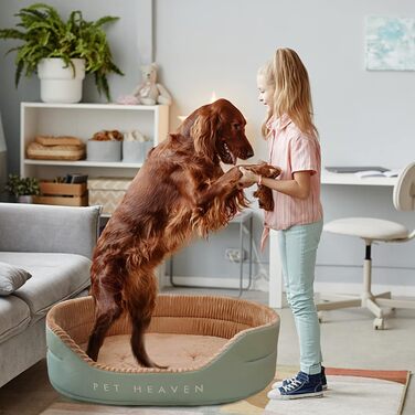 Ортопедичне ліжко для собак PETCUTE середнього розміру, миється, подушка для собак, котячі ліжка, кошик для собак з неслизьким дном, заспокійливе ліжко для домашніх тварин (S, Зелений+Хакі)