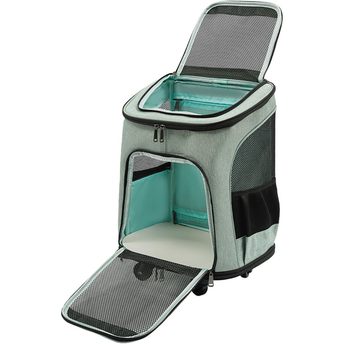 Сумка-рюкзак для собак і котів Soudesileim 2-в-1 з візком, до 9 кг, зелена