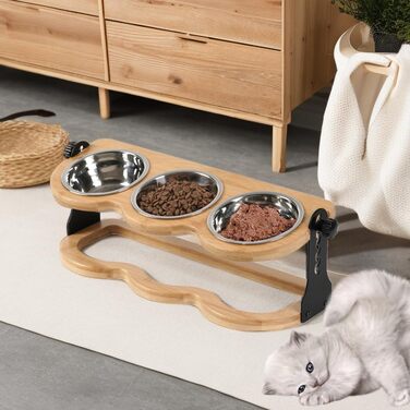 Набір мисок для котів та цуценят 3 шт. з регульованою висотою - Ергономічна годівниця з нержавіючої сталі