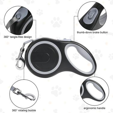 Рулетка для собак Aomig: витягувана повідка з антиковзним руків'ям, 8м, до 50кг