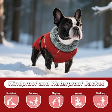 Зимовий теплий плащ для великих собак - вітронепроникний, світловідбиваючий, з регульованим коміром та кнопками, водовідштовхуюча флісова жилетка для Golden Red S