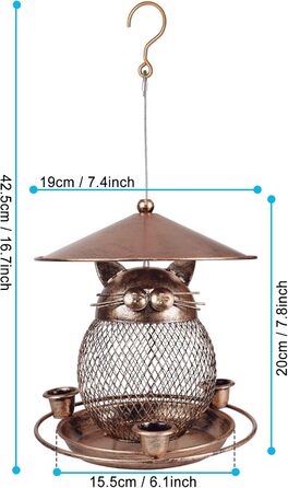 Годівниця для птахів на вулицю, металева, безпечна для білок, велика місткість, годівниця для диких птахів, котяча форма, для саду та двору