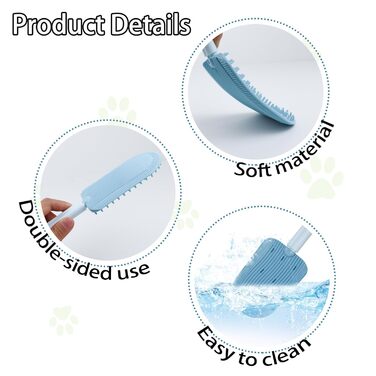 Гребінець для котів, м'який, миючий, для видалення ковтунів та зменшення випадіння шерсті, портативна щітка для грумінгу котів, масажна, для довгошерстих та короткошерстих, зелений (блакитний)