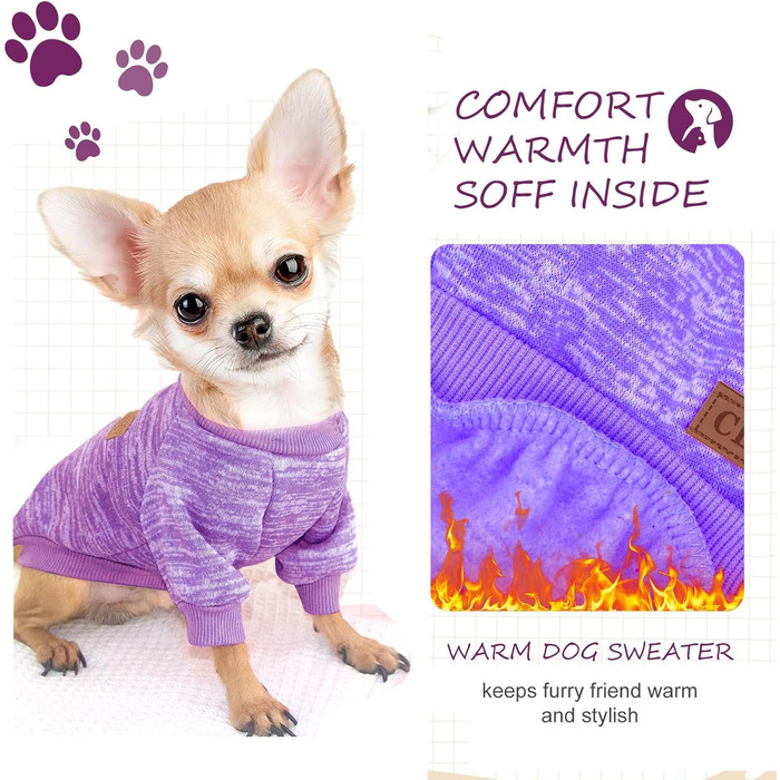 Теплий собачий светр для осені/зими (фіолетовий, розмір S)