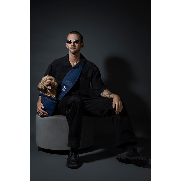 Сумочка для собак Noah & Paw до 10 кг, преміум денім, регульований ремінь, м'яке хутро, 3 системи безпеки