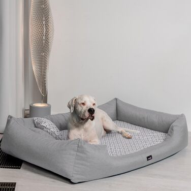 Ортопедичне ліжко для собак Tierlando® Ellen з матрацом з піною з пам'яті та текстурованою облямівкою. Розмір: 90x75 см, колір: тауп. Підходить для великих і маленьких собак.