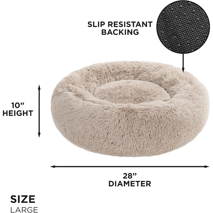 Ліжко для собак та котів Juicy Couture Devon, кругла, штучне хутро, велике, тауп/коричневе, 71x71x25 см