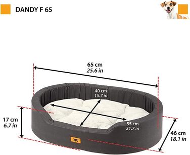 Ліжко для собак Ferplast, м'яке, корзина, диван для середніх собак, 65 x 46 x 17 см, миється, плюш та бавовна, коричневий/білий