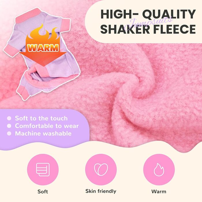 Піжама для собак, фліс, теплий пуловер для маленьких собак, 2 шт. X-Small (довжина спини 22 см), рожевий