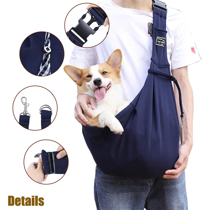 Тканинна переноска для собак та котів, блакитна, до 4,5 кг