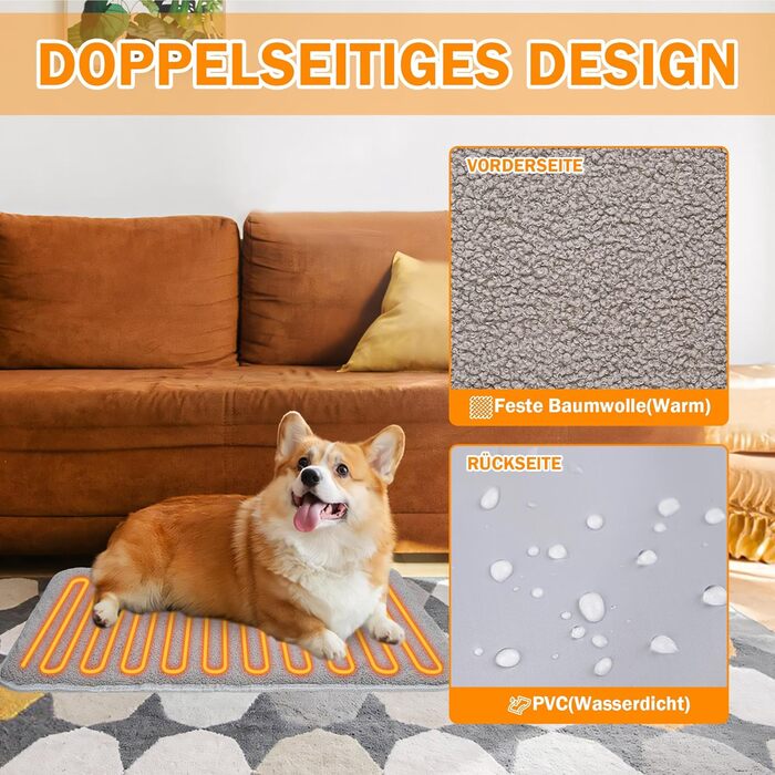 Кішечковий/Собачий нагрівальний килимок TEOV 60x90 см, регулювання температури 20-55°C, таймер, водонепроникний