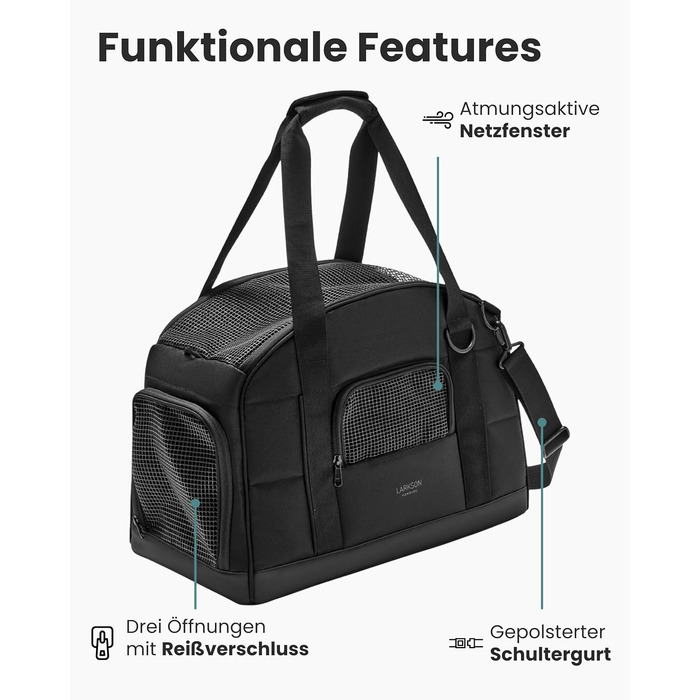 Транспортна переноска для собак Larkson до 8 кг, Бежева - Tjark - для подорожей літаком, для собак та котів. Відповідає вимогам більшості авіакомпаній