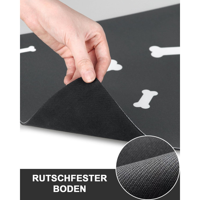 Підкладка під миску для собак та котів, чорна, 40x60 см: нековзна, швидковисихаюча, легко миється