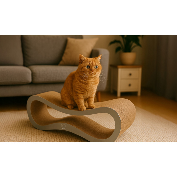 Дряпалка для котів HomeCatty, сіра, до 60 см, картонна, 2 рівні