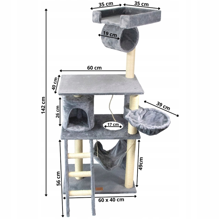 Високий когтеточка-комплекс із лежаком та стовпчиком для кігтів Petstory 101 — 160 см