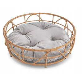 Лежак-кошик для собак та котів з велюровою подушкою – стильний та зручний