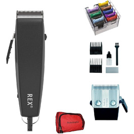 Професійна машинка для грумінгу собак REX (до 25 кг) з 8 металевими насадками та сумкою. Модель 40060 P