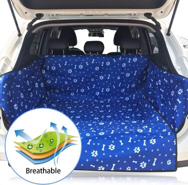 Захист для багажника автомобіля PETCUTE для собак з боковим захистом, універсальний килимок для багажника, водовідштовхуючий, стійкий до подряпин, для універсалів, мінівенів та SUV (Блакитний)