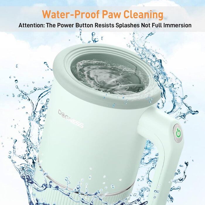 Автоматичний очищувач лап для великих собак DOGNESS, очищувач лап з силікону, Type-C, USB швидка зарядка, 360° очищувач лап для собак для масажу та догляду за брудних кігтів (Зелений)