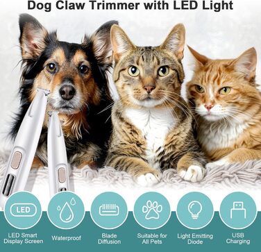 Триммер для собак та котів Pfotentrimmer: тиха модель з LED-підсвічуванням, бездротова, з маслом та щіткою для догляду за лапами, обличчям та вухами
