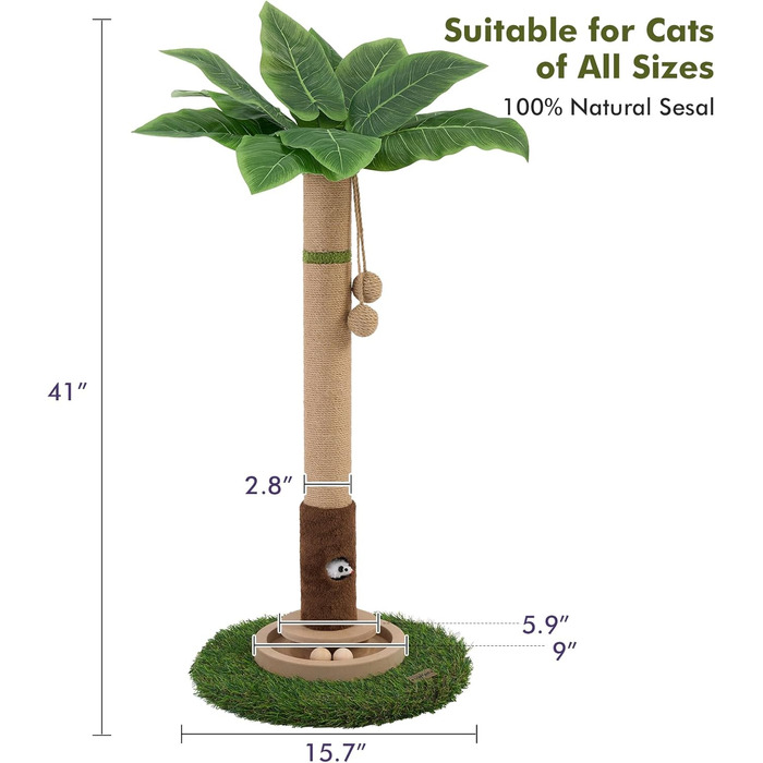 Драбина-подряпки для котів, 89,9 см, з іграшками: мисливський тунель та м'ячик, для кошенят та дорослих котів