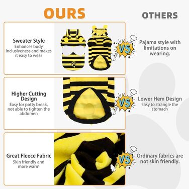 Костюм для собак Kooltail, Бджола, Теплий пуловер з капюшоном, Костюм для домашніх тварин, Cosplay, Тепла куртка з отвором для повідка, Жовта бджола, Розмір Medium
