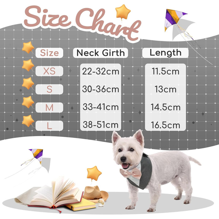 Нашийник для собак Kuoser: святковий бандана, краватка для великих собак, сірий, розмір L