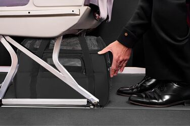 Транспортна сумка для котів та собак, дихаюча та складна, переноска для котів з регульованим плечовим ременем, знімний плюшевий килимок (Чорний, M)