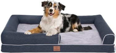Ортопедичне лежанка для собак Преміум з піною Memory Foam, лежанка-софа для собак, м'яке собаче ліжко, знімний та пральний чохол, 71 x 60 x 16 см, світло-сірий (XL)