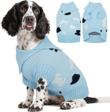 Теплий зимовий пуловер для собак Kuoer Roa з коміром-гетром (XL, блакитний)
