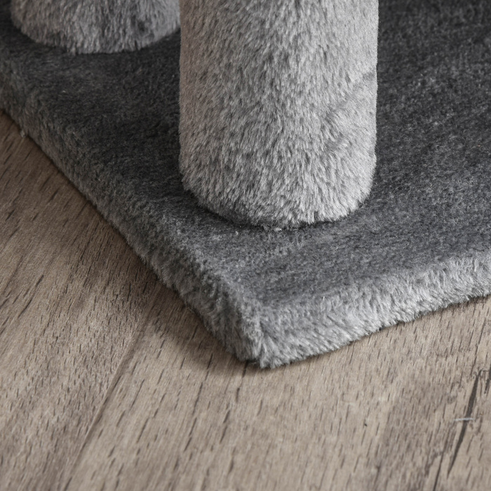 PawHut Cat Stairs Pet Stairs Сходи для собак 3 сходинки з іграшковим м'ячем Плюш сірий 45x40x48см для котів та собак