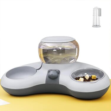 Набір мисок для котів з диспенсером води, підняті миски для котів, станція годування для котів, велика ємність, неслизький набір мисок (сірий)