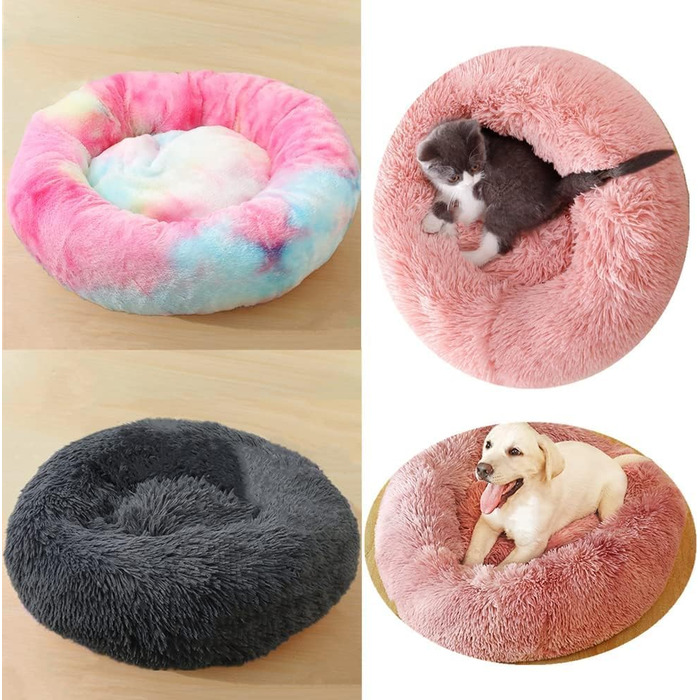 Ортопедична подушка для собак середніх порід, плюшеве ліжко для собак та котів, кругла м'яка подушка-гніздо, ліжко для собак, ліжко для котів (фіолетовий, 110x110x20 см)