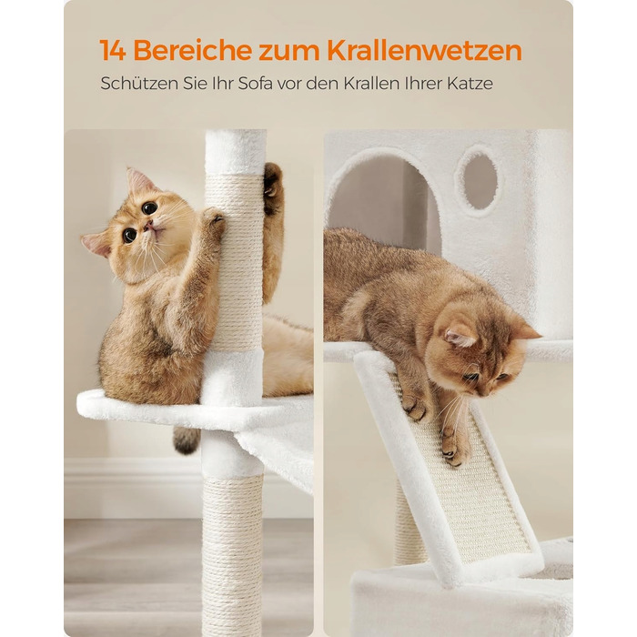 Високий когтеточка-комплекс для котів Feandrea: ігровий центр з лежаком та стовпчиком (161 - 220 см)