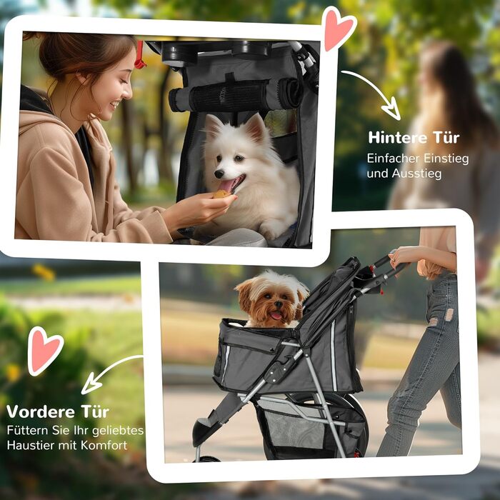 Візок для собак та котів PawHut - складаний, до 10 кг, сірий