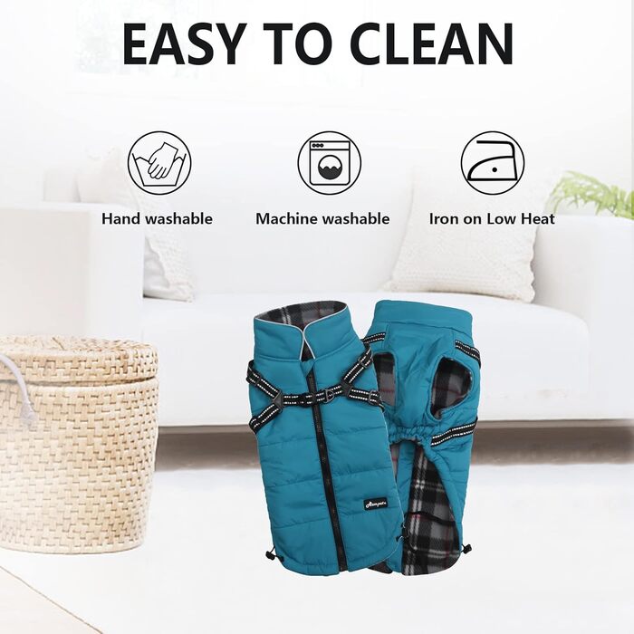 MOREZI Зимова куртка для собак, водонепроникна, з флісовою підкладкою, блискавка на спині, світловідбиваючі смуги та ремені, для маленьких та середніх собак - M (Спина: 39см), Синій