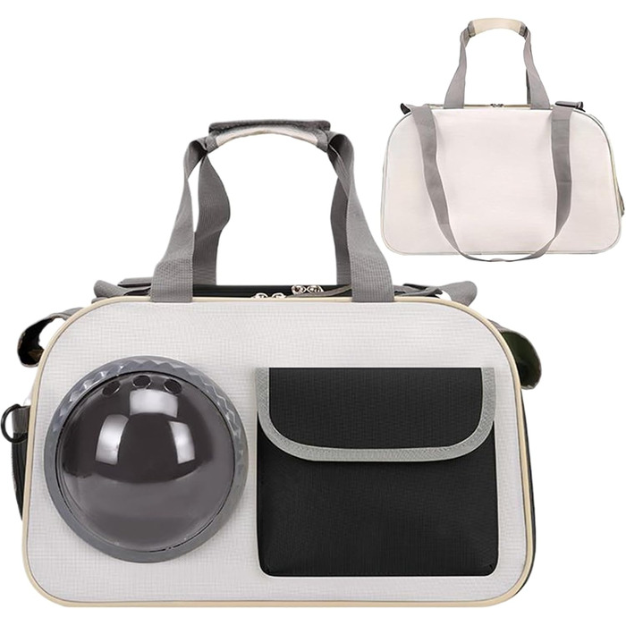 Транспортна сумка для кота Transportbox Katze - складана переноска для кота з вікном, дихаюча сумка-переноска для собак, котів, для подорожей літаком, кемпінгу, мотоцикла, авто (чорна)