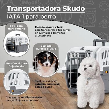 Транспортний бокс Skudo 1 IATA сірий/кремовий 48x31,5x31 см для перевезення тварин