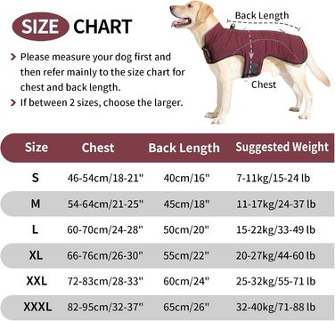 Водонепроникний теплий зимовий верхній одяг для собак Heywean: флісова куртка-пуловер з кільцем D, світловідбиваючими елементами та застібкою-липучкою. Підходить для малих, середніх та великих собак. Розмір M, колір: червоний.