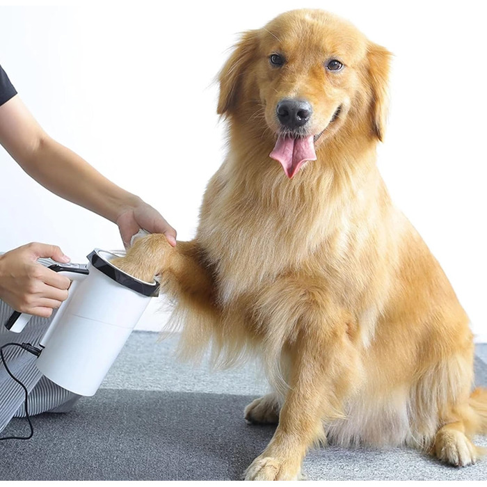 Автоматичний очищувач лап для собак PJDDP, портативний, з м'якою силіконовою щіткою, для великих і середніх собак, з рушником (чорний)