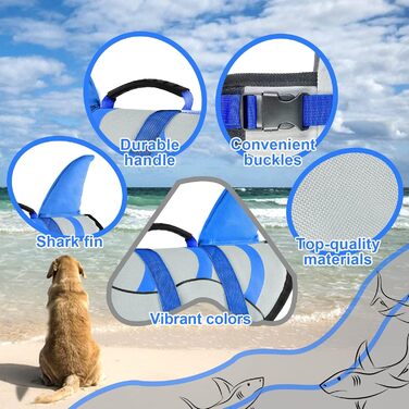 Шкіряний жилет для собак Fragralley з принтом акули, сірий, для плавання та катання на човні, X-Small