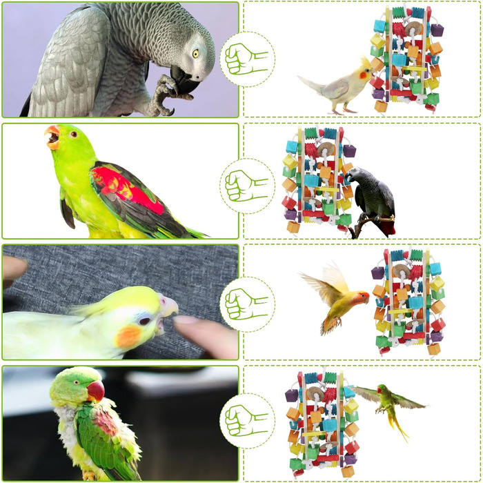 Іграшка для папуги MQUPIN: дерев'яні блоки для жування, 56 см, для Африканського сірого папуги, M-11 inches